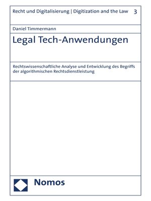 cover image of Legal Tech-Anwendungen